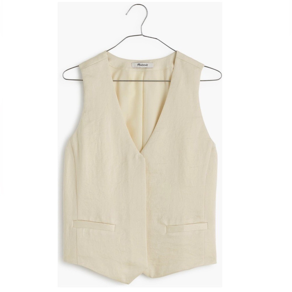 Madewell Satin‎ Vest Top, Ivory/Cake Batter, Size 10, NWT